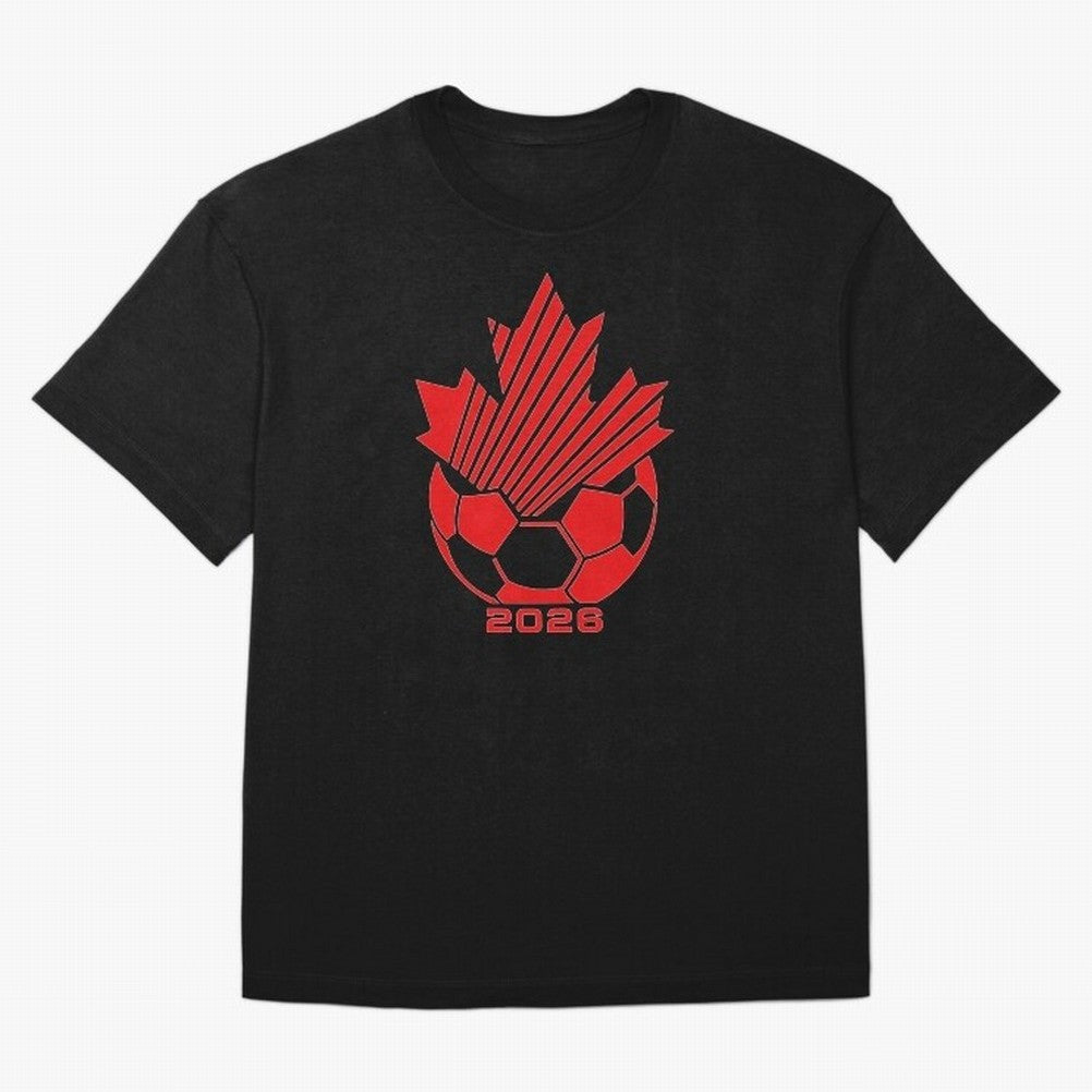 Red Maple Leaf Soccer 2026 Emblem Classic T-Shirt Keep Football History Alive during the FIFA World Cup 2026 USA Canada Mexico Journey through Neymar, Haaland and Cristiano Ronaldo Highlights, Argentina and Brazil Pride, Stadium Chants, National