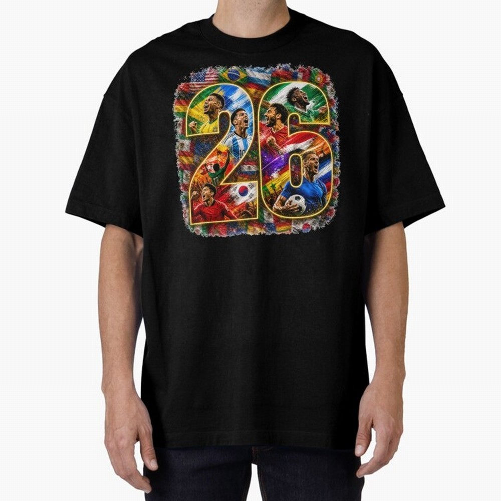 International Global Flags Soccer Football Classic T-Shirt Stand with Match Day Hype around FIFA World Cup 2026 Group Stage, CR7 and Messi, Argentina and Brazil, Global Supporter Spirit, Legendary Goals, National Colors and Tournament Celebration;