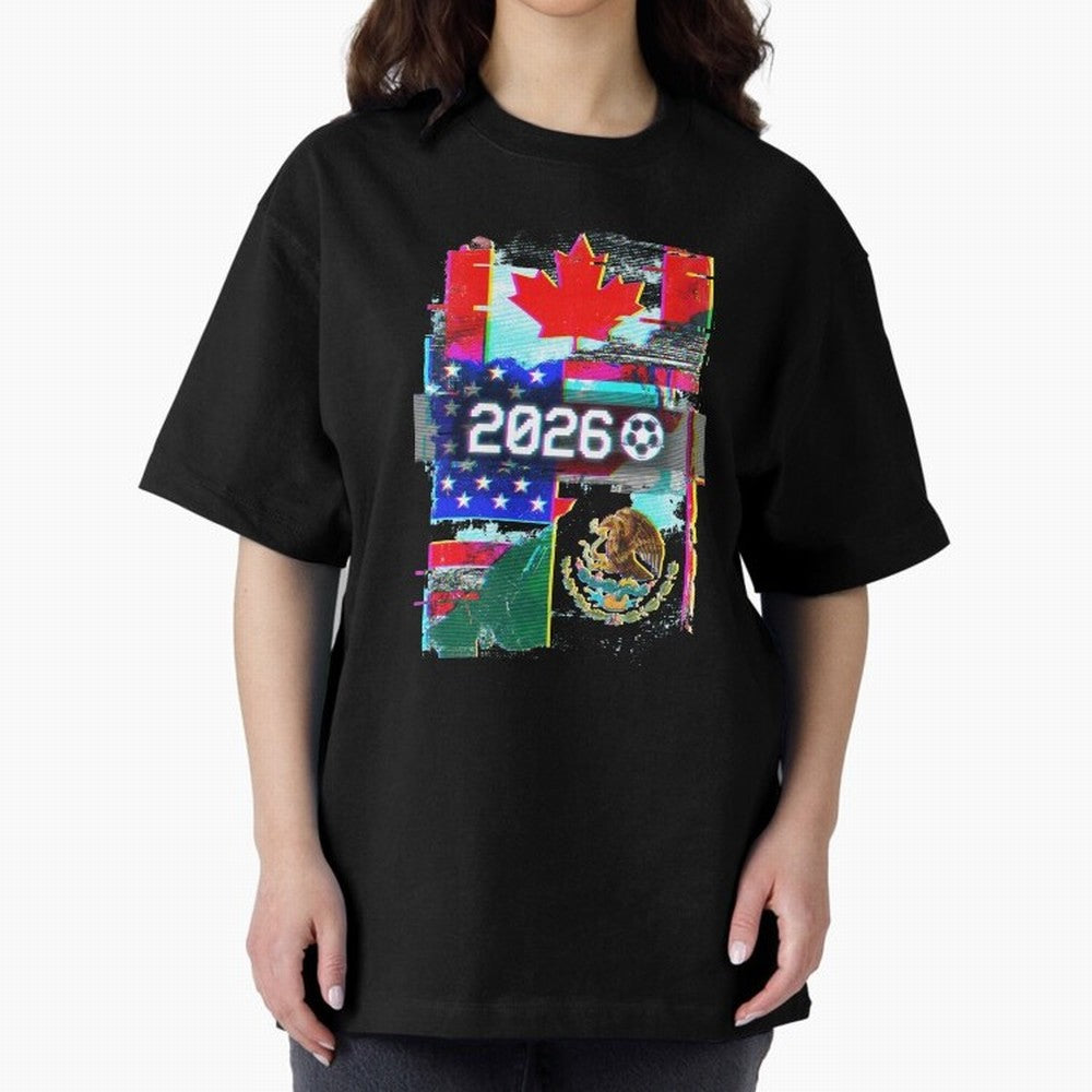 Glitched United 2026 - North America Tournament Emblem Classic T-Shirt Keep the Legacy of the FIFA World Cup 2026 Group Stage Journey through Messi, Neymar and Mbappe Highlights, England Pride, Match Day Excitement, Supporter Culture, Golden Goals