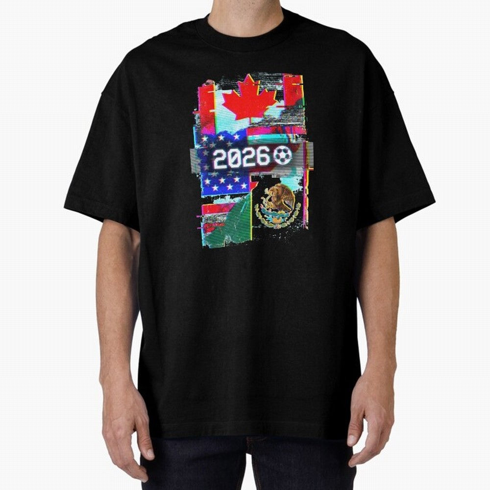Glitched United 2026 - North America Tournament Emblem Classic T-Shirt Keep the Legacy of the FIFA World Cup 2026 Group Stage Journey through Messi, Neymar and Mbappe Highlights, England Pride, Match Day Excitement, Supporter Culture, Golden Goals