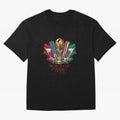 Host Trio Flags Banner Trophy Classic T-Shirt Follow Every Goal of FIFA World Cup 2026 USA Canada Mexico for Fans of Haaland and Mbappe and Brazil, Portugal and Argentina, Bringing Classic Soccer Heritage, Championship Pressure, Fan Loyalty and