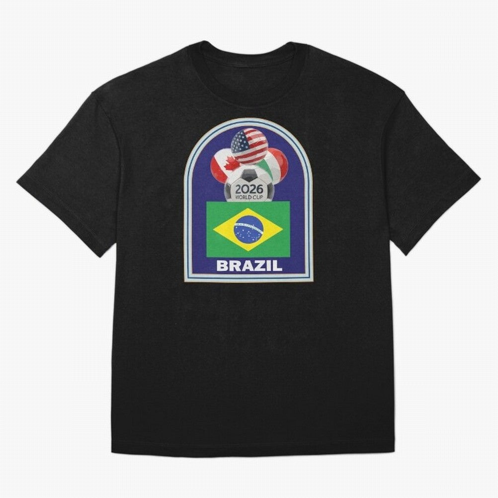 Brazil 2026 Soccer T-shirt Classic T-Shirt Represent the Passion of Global Football Passion for FIFA World Cup 2026 USA Canada Mexico, Capturing Neymar, Haaland and Cristiano Ronaldo, England, France and Netherlands, Goal Celebration Energy,