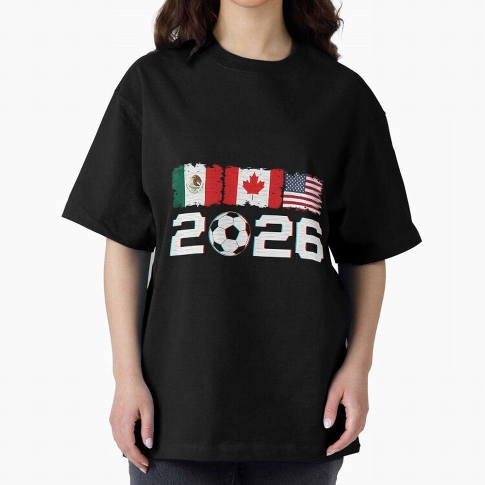 Glitched United 2026 Cup North America Emblem Part Classic T-Shirt Turn Football Passion into Global Football Passion for FIFA World Cup 2026, Celebrating Messi, Neymar and Mbappe, Netherlands, Football Festival Excitement, Trophy Ambitions,