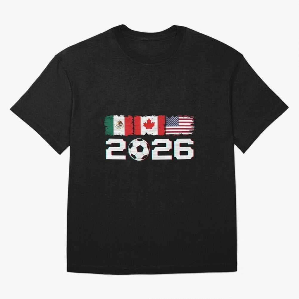 Glitched United 2026 Cup North America Emblem Part Classic T-Shirt Turn Football Passion into Global Football Passion for FIFA World Cup 2026, Celebrating Messi, Neymar and Mbappe, Netherlands, Football Festival Excitement, Trophy Ambitions,