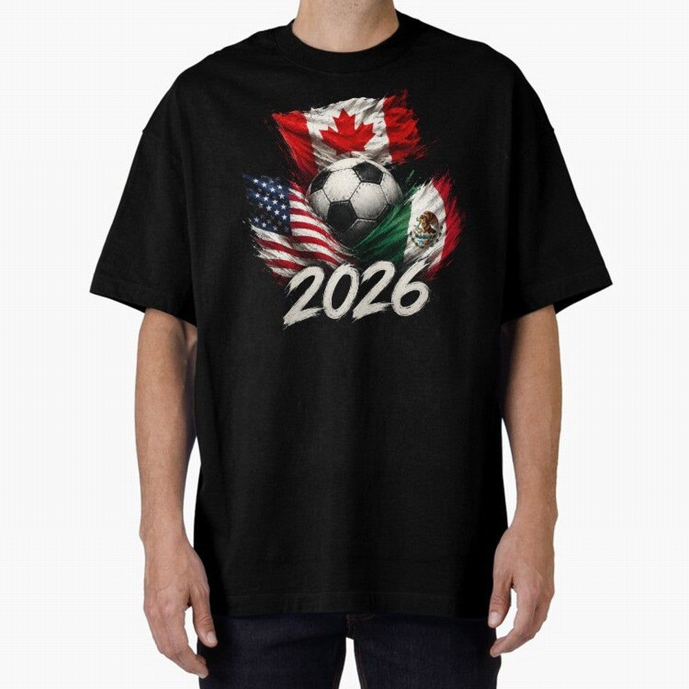 Soccer 2026 USA Canada Mexico ¨C World Football Flags Design Classic T-Shirt Follow Every Goal of FIFA World Cup 2026 USA Canada Mexico for Fans of Mbappe and Neymar and France and Portugal, Bringing Football Passion, Legendary Performances,