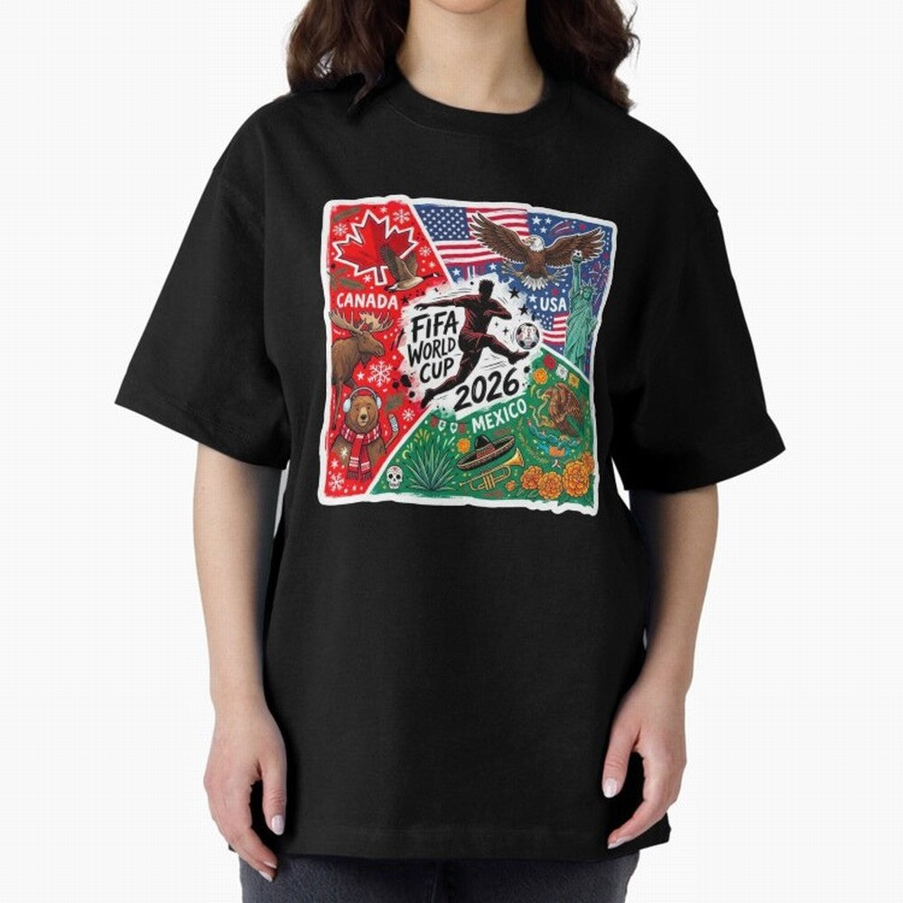 FIFA World Cup 2026 USA Canada Mexico ¨C Patriotic Football Collage Design Classic T-Shirt Mark FIFA World Cup 2026 Group Stage for Fans of Neymar, Haaland and Cristiano Ronaldo and Brazil, Bringing Football Festival Excitement, Trophy Ambitions,