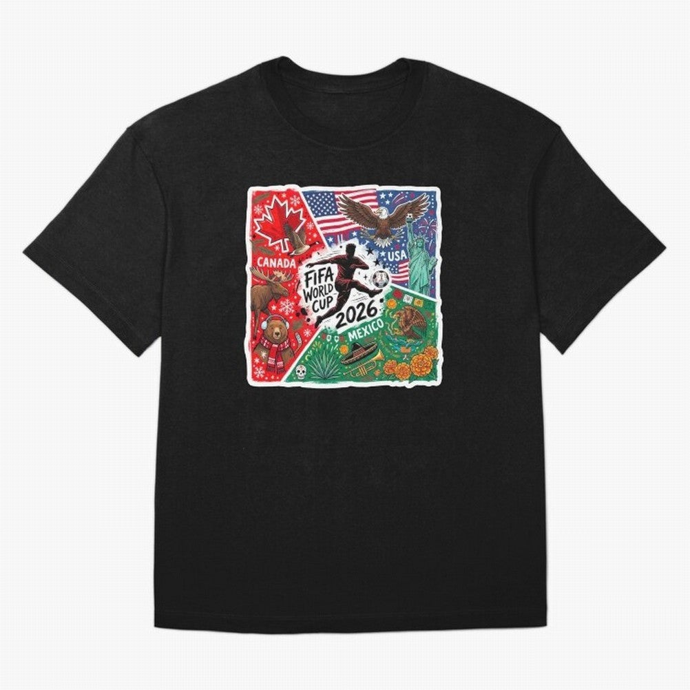 FIFA World Cup 2026 USA Canada Mexico ¨C Patriotic Football Collage Design Classic T-Shirt Mark FIFA World Cup 2026 Group Stage for Fans of Neymar, Haaland and Cristiano Ronaldo and Brazil, Bringing Football Festival Excitement, Trophy Ambitions,