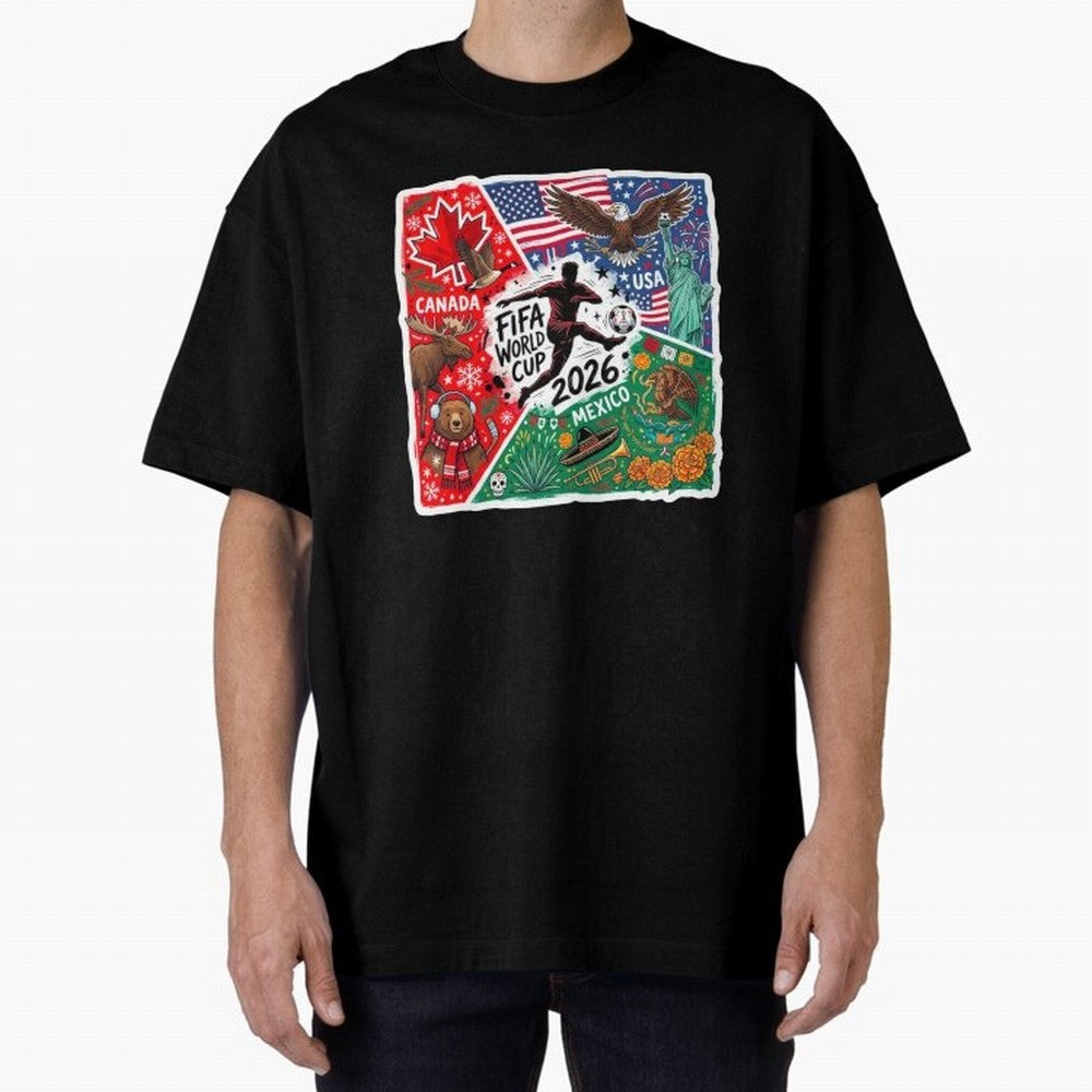 FIFA World Cup 2026 USA Canada Mexico ¨C Patriotic Football Collage Design Classic T-Shirt Mark FIFA World Cup 2026 Group Stage for Fans of Neymar, Haaland and Cristiano Ronaldo and Brazil, Bringing Football Festival Excitement, Trophy Ambitions,