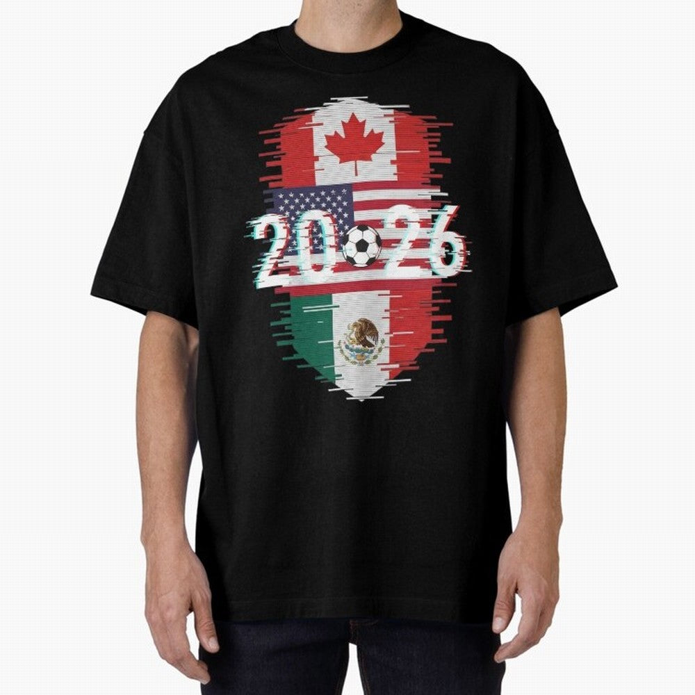 Glitched United 2026 - North America Emblem Classic T-Shirt Honor Match Day Hype around FIFA World Cup 2026, Haaland and Mbappe, France, Sports Nostalgia, International Competition, Famous Players and Unforgettable Victories; Perfect for Fans,