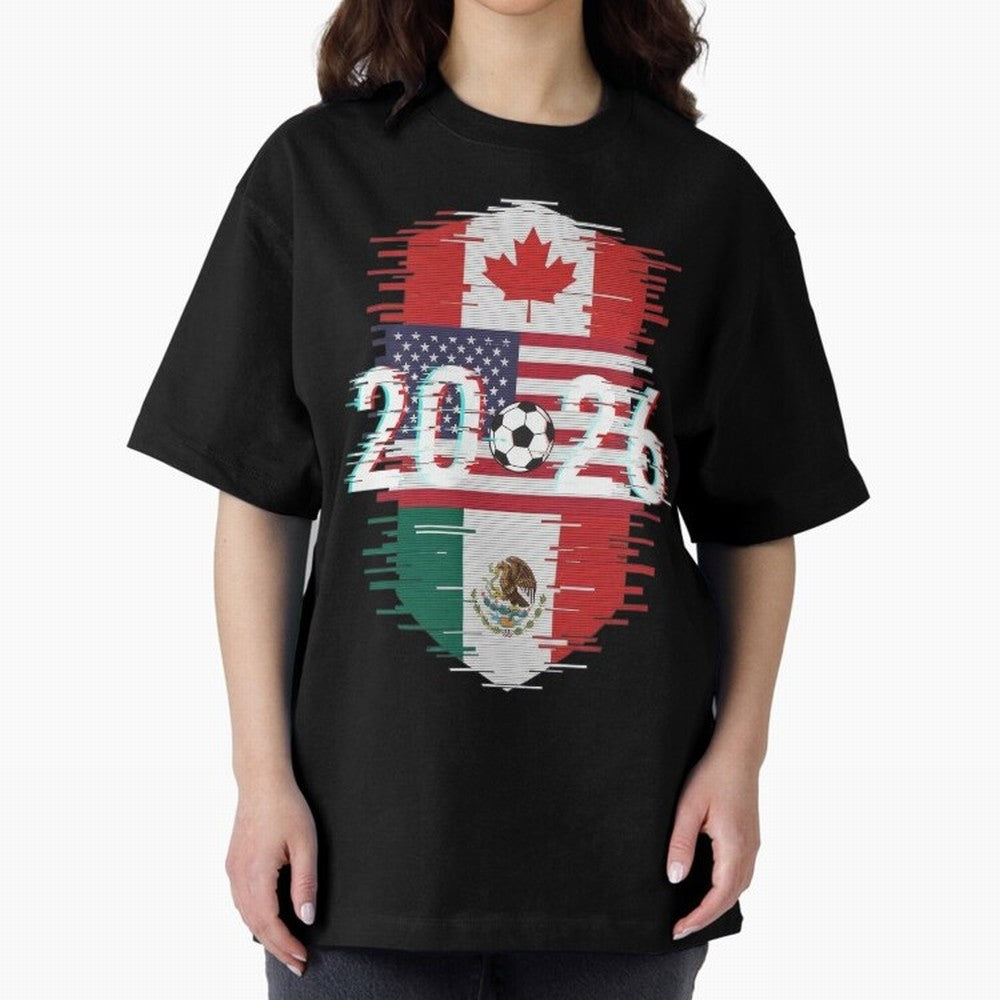 Glitched United 2026 - North America Emblem Classic T-Shirt Honor Match Day Hype around FIFA World Cup 2026, Haaland and Mbappe, France, Sports Nostalgia, International Competition, Famous Players and Unforgettable Victories; Perfect for Fans,