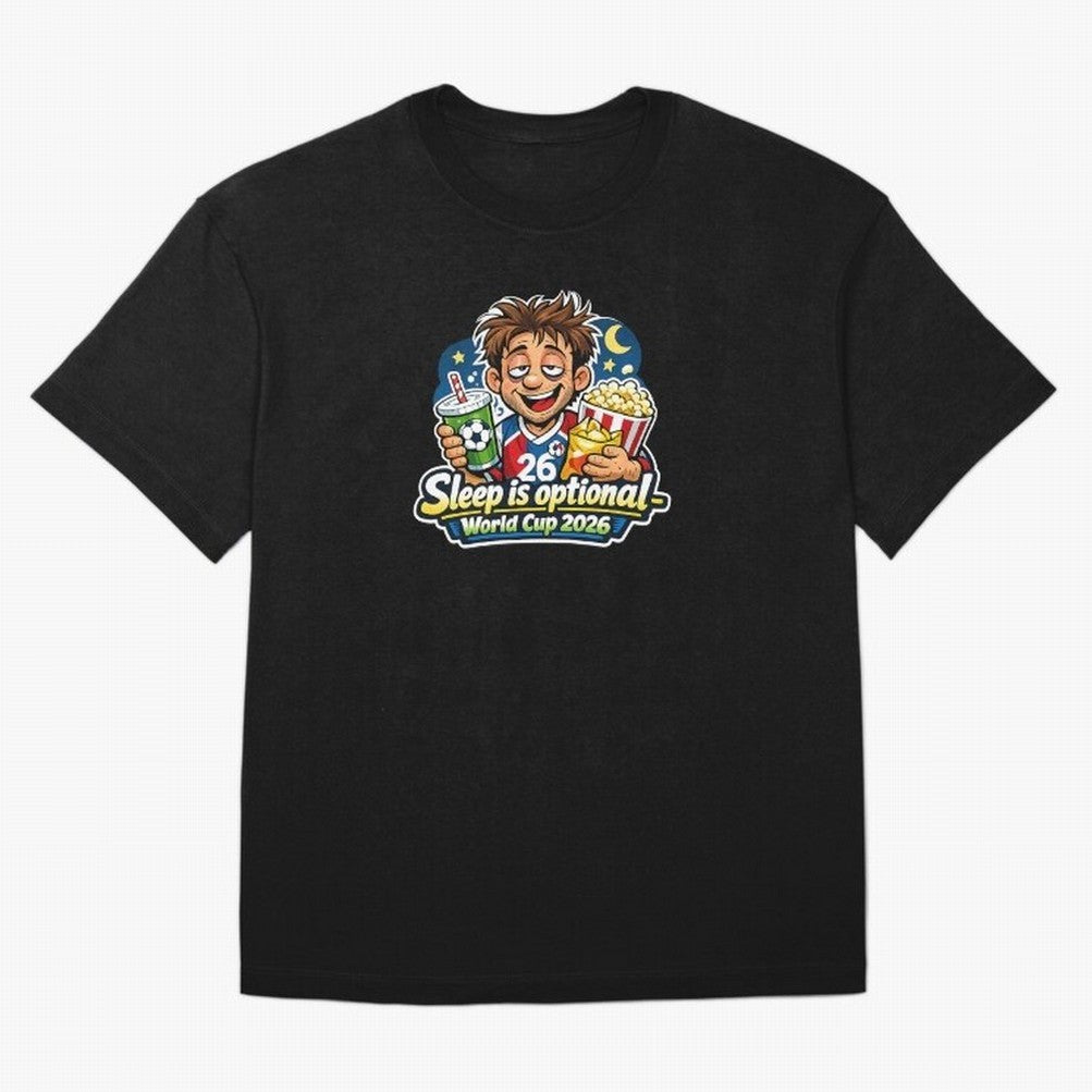 Sleep Is Optional ¨C World Cup 2026 Funny Soccer Fan Night Design Classic T-Shirt Show Love for Legendary Goals in FIFA World Cup 2026 Group Stage Spirit, Capturing France, Messi, Soccer Culture, Superstar Moments, National Team Dreams and