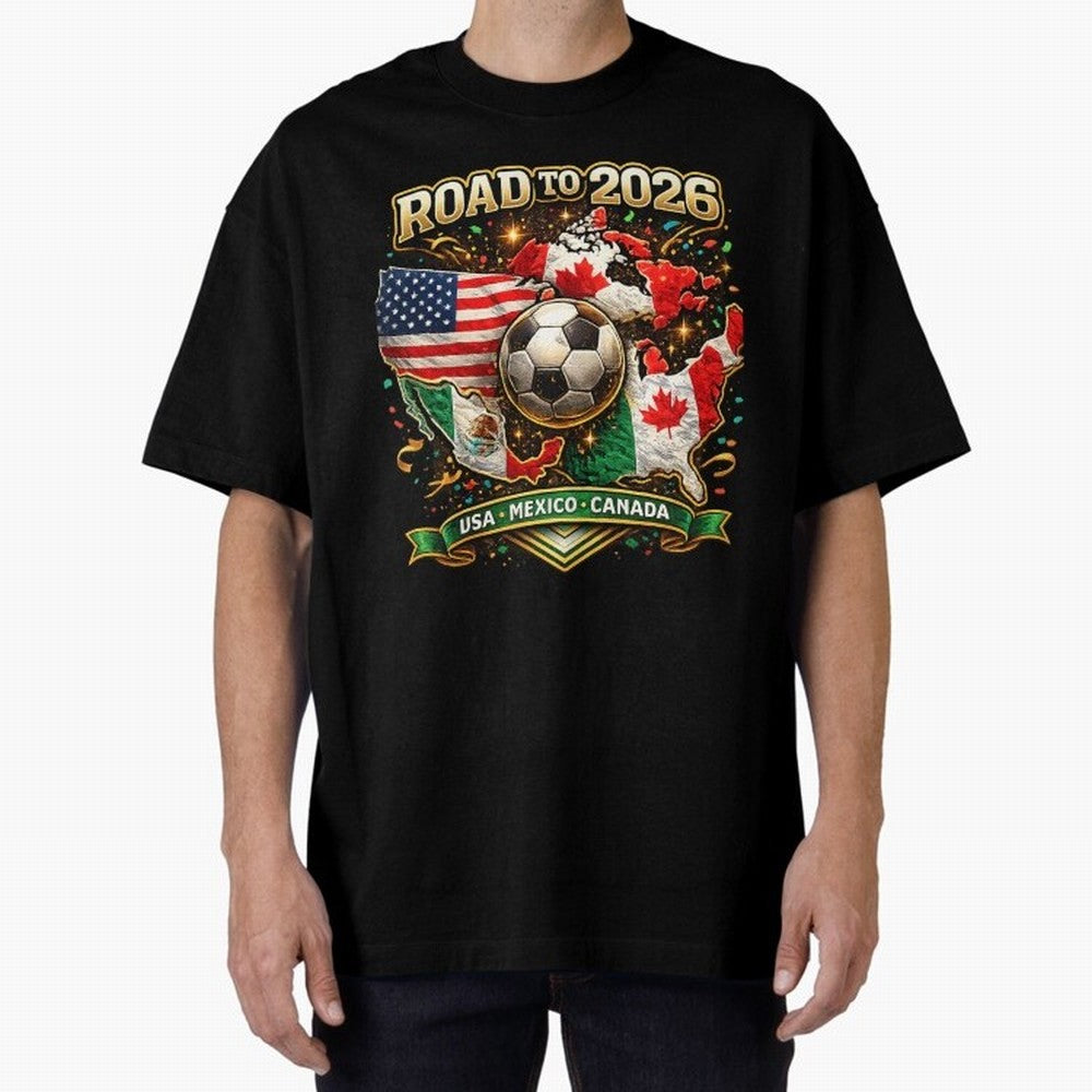 Road to 2026 Soccer Tournament - USA Mexico Canada Flags Classic T-Shirt Show Fan Pride Across Global Football Passion for FIFA World Cup 2026, Centered on Messi, CR7 and Mbappe, Spain, Tournament Hype, Historic Matchups, Family Viewing Parties and