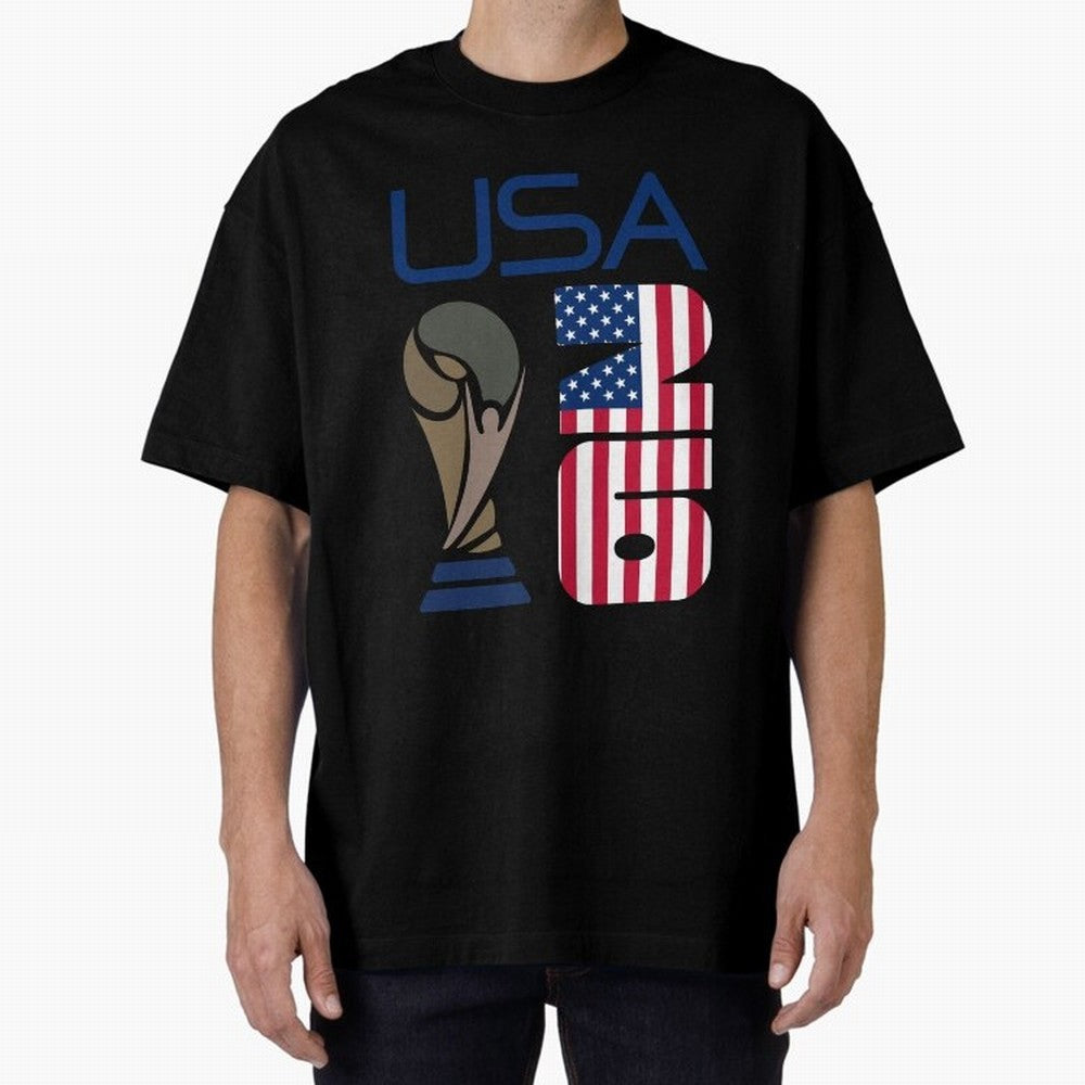 USA 2026 Soccer World Cup Trophy American Flag Design Classic T-Shirt Represent FIFA World Cup 2026 USA Canada Mexico for Fans of CR7 and France and Portugal, Bringing Football Passion, Legendary Performances, Festival Vibes and Supporter