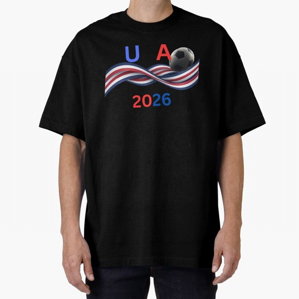 USA 2026 Soccer Ball With Waving Flag - United States Football Team Support? Classic T-Shirt Celebrate Football Dreams Across FIFA World Cup 2026 Built around Cristiano Ronaldo, Haaland and CR7, Brazil Energy, Vintage Soccer Flavor, Modern Football