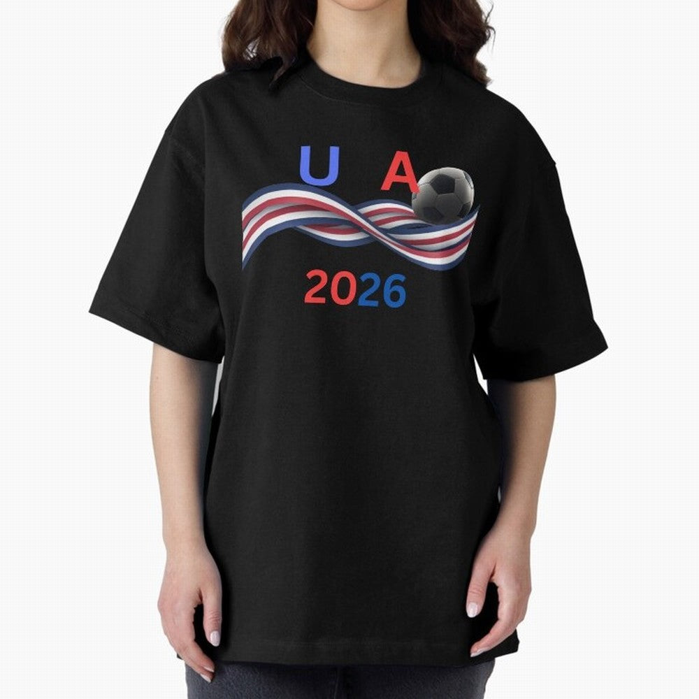 USA 2026 Soccer Ball With Waving Flag - United States Football Team Support? Classic T-Shirt Celebrate Football Dreams Across FIFA World Cup 2026 Built around Cristiano Ronaldo, Haaland and CR7, Brazil Energy, Vintage Soccer Flavor, Modern Football