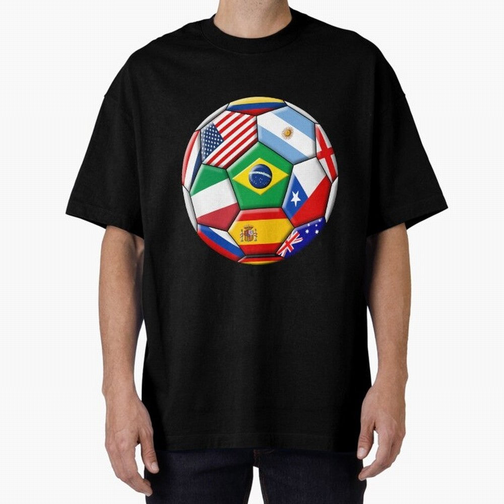 Soccer with various flags Classic T-Shirt Relive the Noise and Pride of the FIFA World Cup 2026 USA Canada Mexico Journey through Neymar Highlights, England Pride, Match Day Excitement, Supporter Culture, Golden Goals and Global Football Passion;