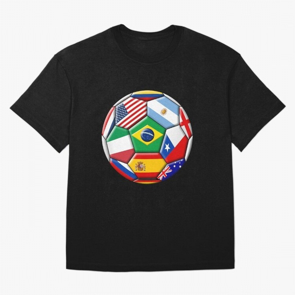 Soccer with various flags Classic T-Shirt Relive the Noise and Pride of the FIFA World Cup 2026 USA Canada Mexico Journey through Neymar Highlights, England Pride, Match Day Excitement, Supporter Culture, Golden Goals and Global Football Passion;