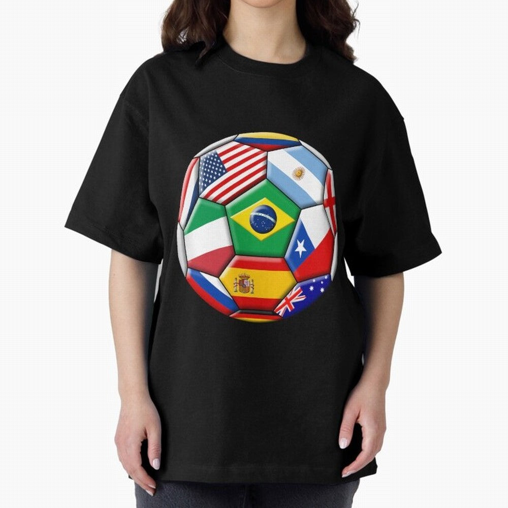 Soccer with various flags Classic T-Shirt Relive the Noise and Pride of the FIFA World Cup 2026 USA Canada Mexico Journey through Neymar Highlights, England Pride, Match Day Excitement, Supporter Culture, Golden Goals and Global Football Passion;