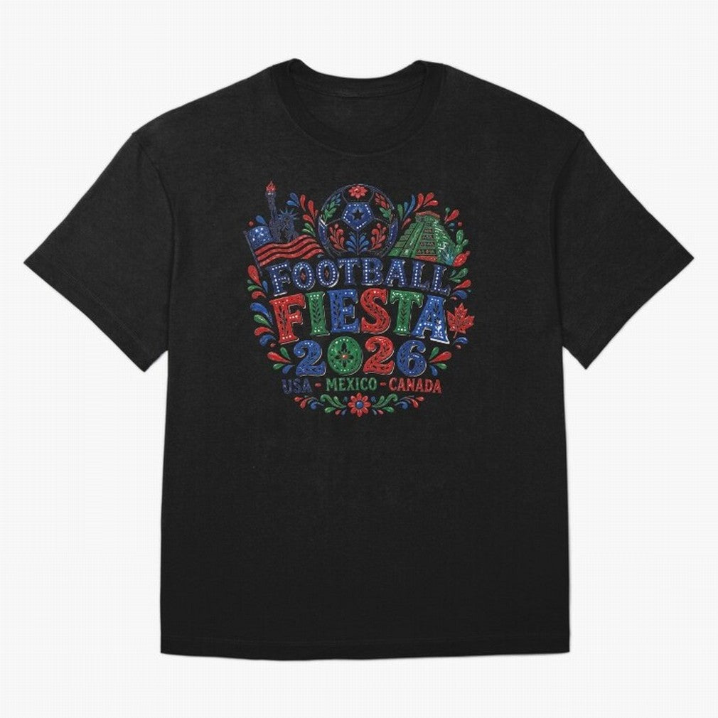 Football Fiesta 2026 USA Mexico Canada Soccer Art Classic T-Shirt Bring Match Day Fire to FIFA World Cup 2026 Group Stage Spirit, Built around Spain, Neymar, Match Day Excitement, Supporter Culture, Golden Goals and Global Football Passion; Perfect
