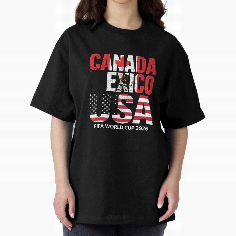 United 2026 World Cup - Canada, Mexico, USA Flags T-Shirt_83138002 Classic T-Shirt Follow the FIFA World Cup 2026 USA Canada Mexico Journey through Cristiano Ronaldo, Haaland and CR7 Highlights, Spain and Netherlands Pride, Champion Mindset, Group