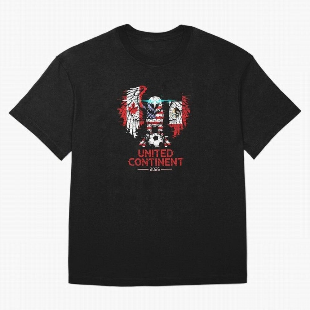 Glitched North America Eagle World Cup Soccer 2026 T-Shirt_83958408 Classic T-Shirt Capture Stadium Memories from Match Day Hype around FIFA World Cup 2026 USA Canada Mexico, Haaland and Mbappe, Argentina, France and Brazil, Champion Mindset, Group