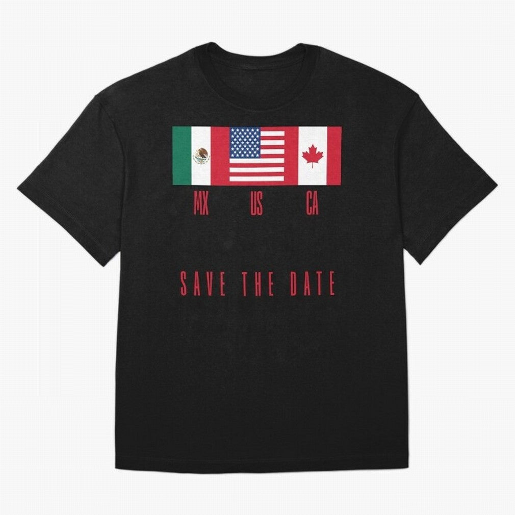 2026 World Cup Opening & Final ¨C Azteca Stadium Mexico & MetLife Stadium USA ¨C Football Design with Mexican, Canadian & US Flags Classic T-Shirt Celebrate Fan Culture around Match Day Hype around FIFA World Cup 2026 Group Stage, Neymar, Spain,