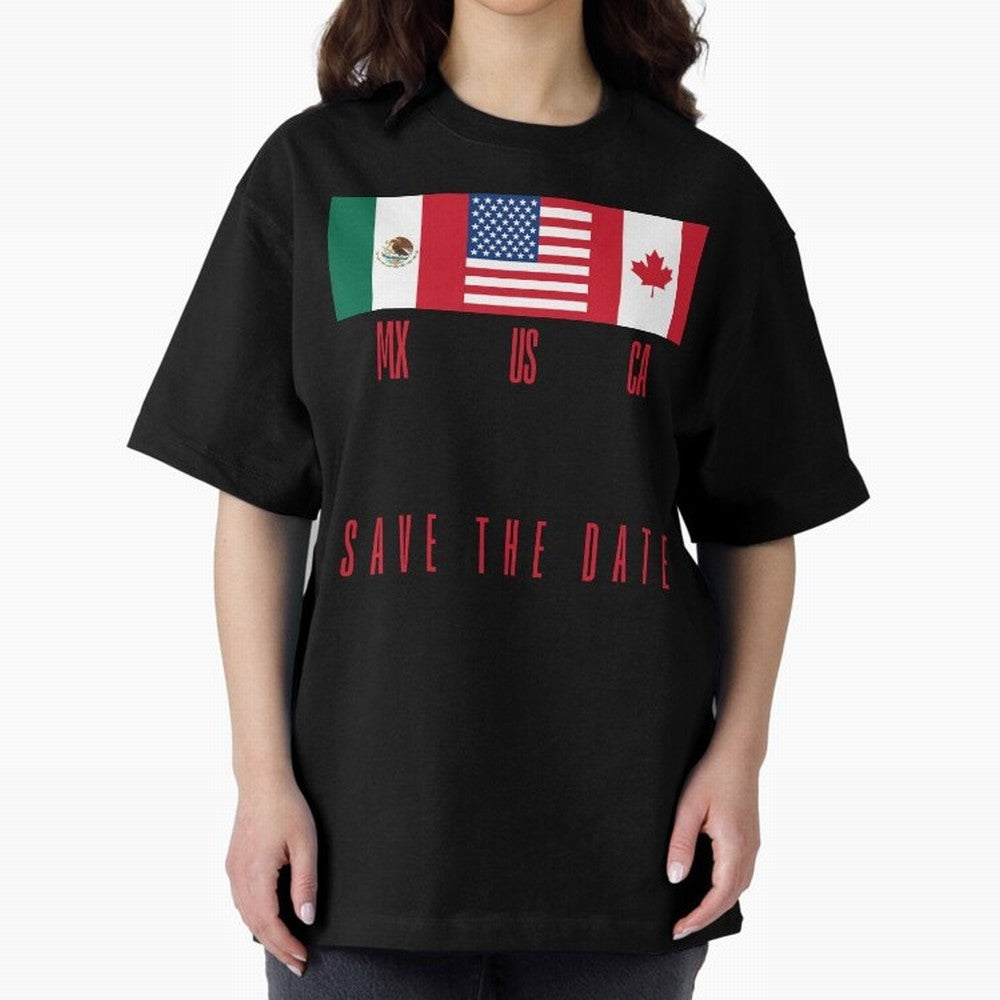 2026 World Cup Opening & Final ¨C Azteca Stadium Mexico & MetLife Stadium USA ¨C Football Design with Mexican, Canadian & US Flags Classic T-Shirt Celebrate Fan Culture around Match Day Hype around FIFA World Cup 2026 Group Stage, Neymar, Spain,