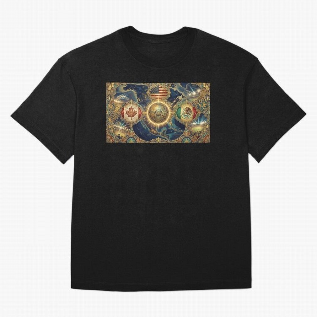 World Cup 2026 Hosts Illustrated Classic T-Shirt Relive the FIFA World Cup 2026 Group Stage Journey through Neymar Highlights, Brazil, Portugal and Argentina Pride, Supporter Pride, Iconic Celebrations, Legendary Names and Global Match Day Energy;
