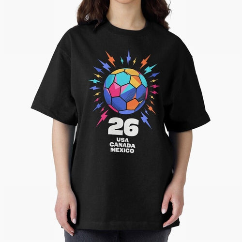 2026 Colorful Soccer Ball USA Canada Mexico 26 Classic T-Shirt Celebrate Football Heritage in FIFA World Cup 2026 for Fans of Mbappe and Germany, Bringing Stadium Memories, Football Loyalty, International Chants and Championship Tradition; Made for
