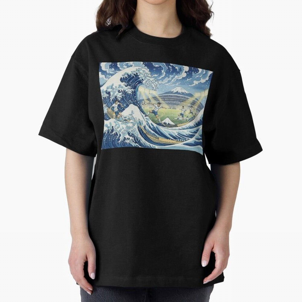 Soccer Players in Hokusai Waves Japan Classic T-Shirt Follow the Road to Global Football Passion for FIFA World Cup 2026 Group Stage, Centered on Cristiano Ronaldo, Haaland and CR7, Portugal, Game Day Rituals, Football Legends, Country Pride and