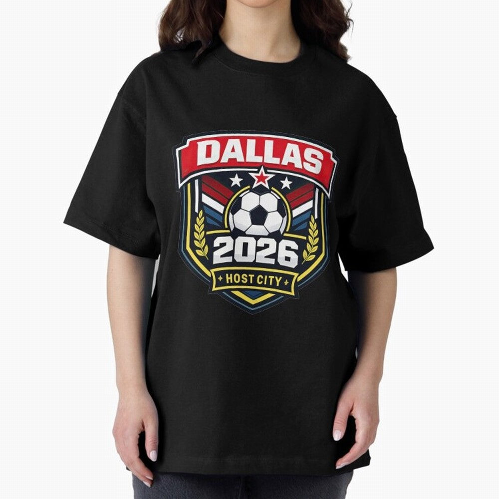 Dallas 2026 Host City Emblem with Laurel Classic T-Shirt Bring the FIFA World Cup 2026 USA Canada Mexico Journey through Cristiano Ronaldo Highlights, Brazil, Portugal and Argentina Pride, Stadium Memories, Football Loyalty, International Chants