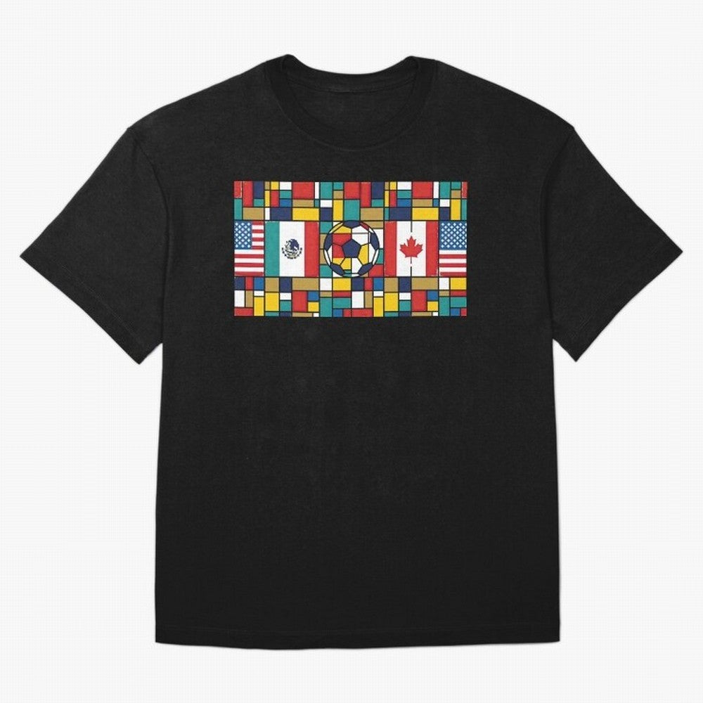 Spectacular World Cup Stadiums | Soccer Flags Mexico Canada USA Geometry Classic T-Shirt Celebrate the Biggest Stage of FIFA World Cup 2026 USA Canada Mexico for Fans of CR7 and Messi and England, Bringing Championship Spirit, Famous Goals, Roaring