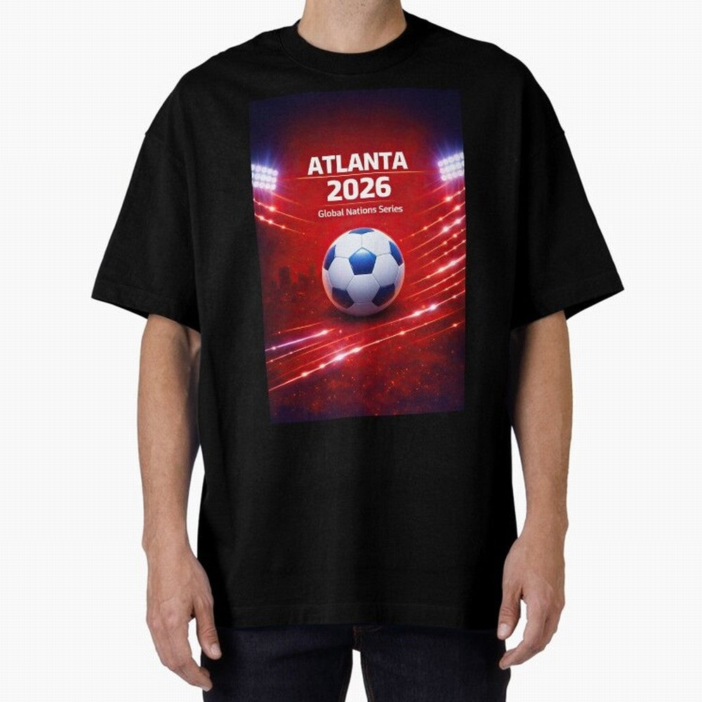 Atlanta Global Nations Series 2026 - Soccer aka Football Classic T-Shirt Represent Football Lovers during FIFA World Cup 2026 USA Canada Mexico for Fans of Mbappe and Brazil, Portugal and Argentina, Bringing Retro Football Energy, Iconic Rivalries,