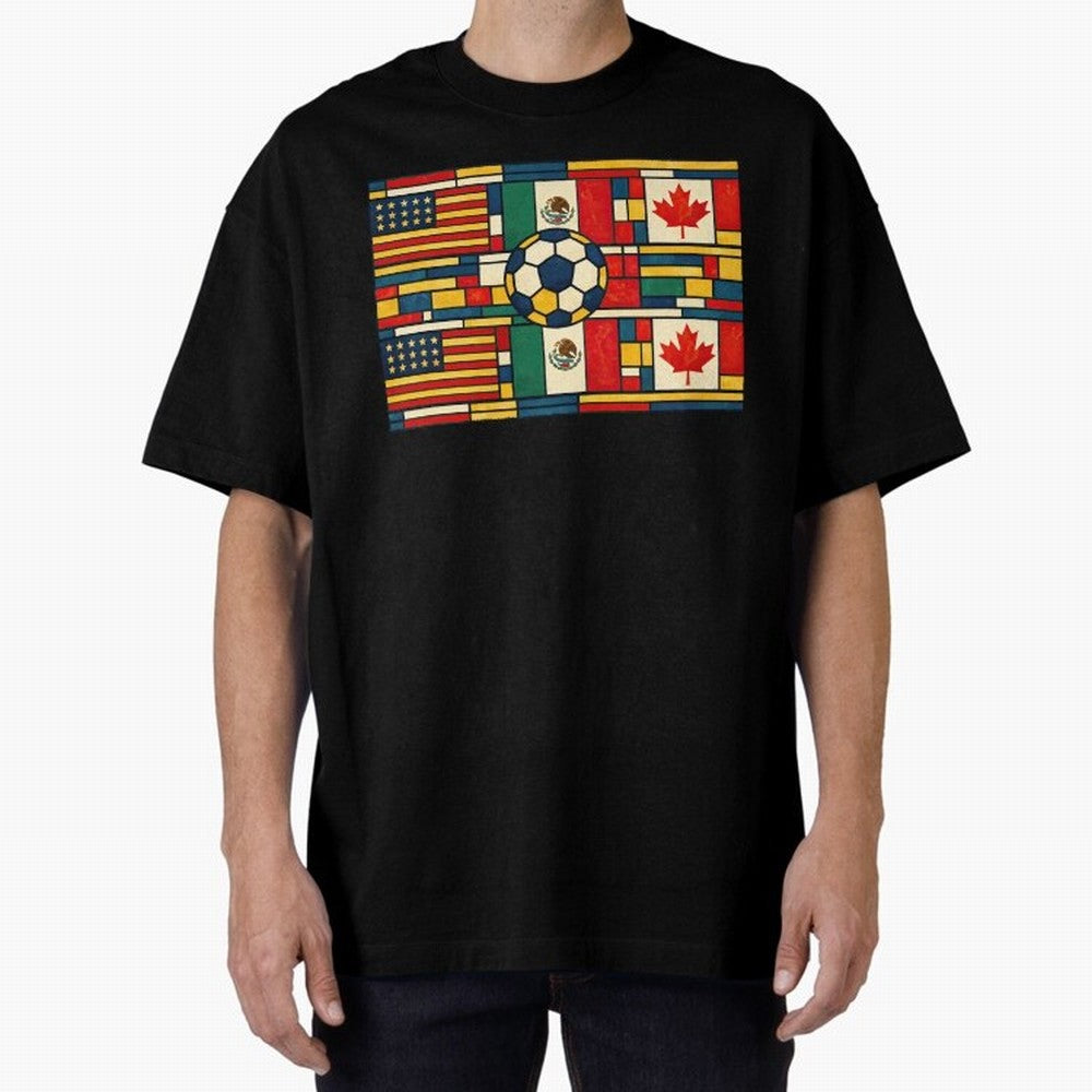 North American Football Flags World Cup Inspired Classic T-Shirt Fuel Your Fan Pride for Match Day Hype around FIFA World Cup 2026 Group Stage, Neymar, England, Worldwide Fan Energy, Dramatic Goals, Stadium Lights and Championship Celebrations;