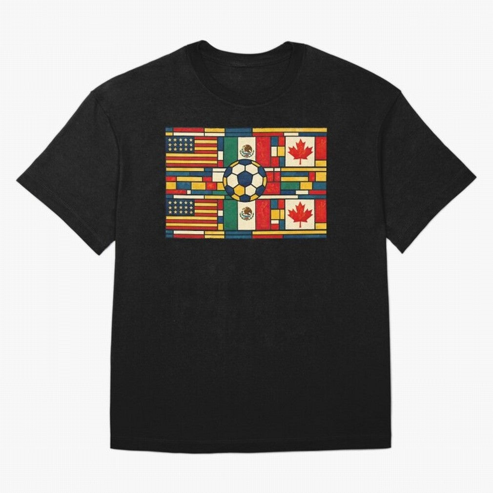 North American Football Flags World Cup Inspired Classic T-Shirt Fuel Your Fan Pride for Match Day Hype around FIFA World Cup 2026 Group Stage, Neymar, England, Worldwide Fan Energy, Dramatic Goals, Stadium Lights and Championship Celebrations;