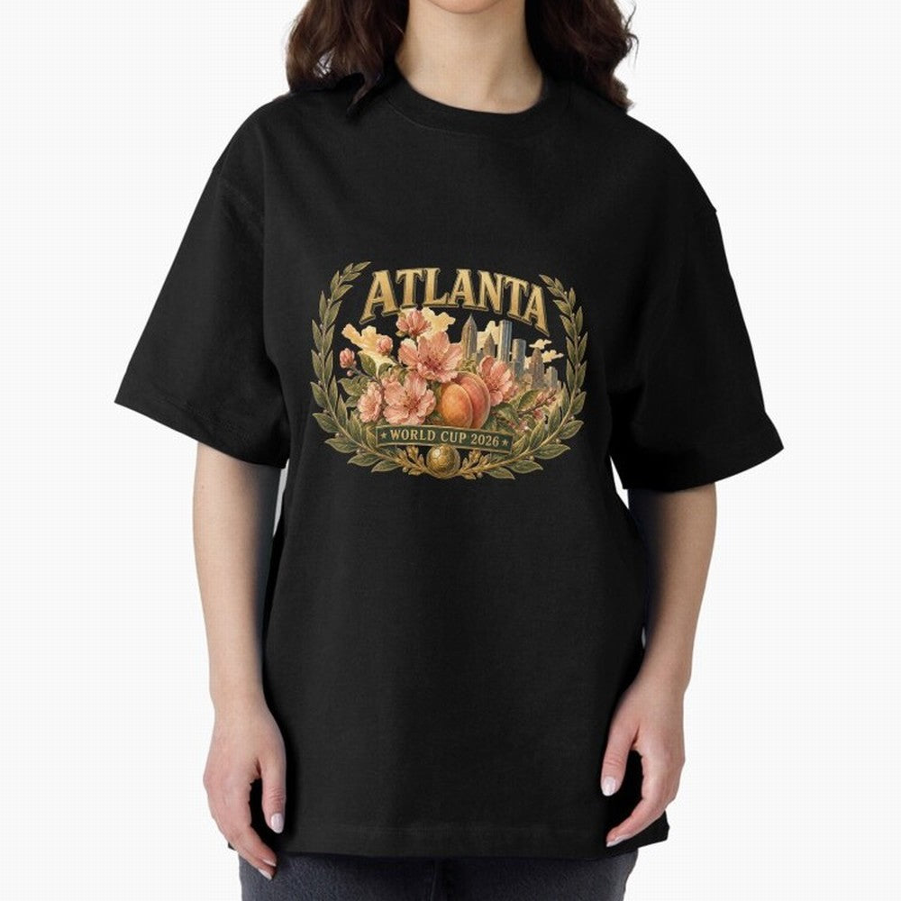 Elegant and Floral Atlanta 2026 World Cup Host City ¡ª Georgia Peach Laurel Wreath Classic T-Shirt Embrace FIFA World Cup 2026 Group Stage with Cristiano Ronaldo, Haaland and CR7, Spain and Netherlands Energy, Soccer Culture, Superstar Moments,