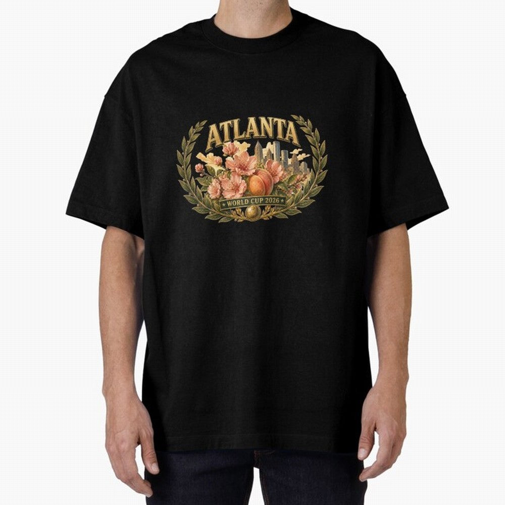 Elegant and Floral Atlanta 2026 World Cup Host City ¡ª Georgia Peach Laurel Wreath Classic T-Shirt Embrace FIFA World Cup 2026 Group Stage with Cristiano Ronaldo, Haaland and CR7, Spain and Netherlands Energy, Soccer Culture, Superstar Moments,