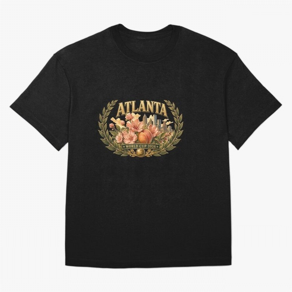 Elegant and Floral Atlanta 2026 World Cup Host City ¡ª Georgia Peach Laurel Wreath Classic T-Shirt Embrace FIFA World Cup 2026 Group Stage with Cristiano Ronaldo, Haaland and CR7, Spain and Netherlands Energy, Soccer Culture, Superstar Moments,