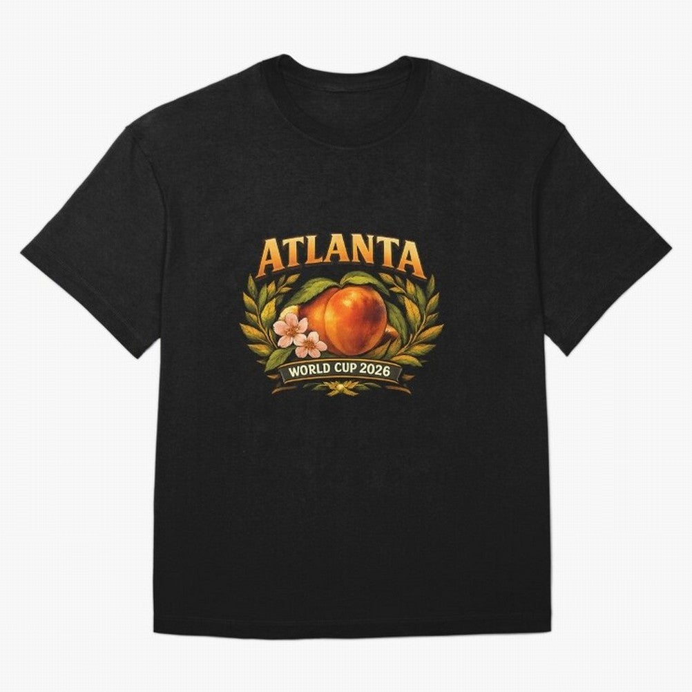 Atlanta 2026 World Cup Host City ¡ª Georgia Peach Laurel Wreath Classic T-Shirt Spotlight Match Day Hype around FIFA World Cup 2026 Group Stage, Messi, Brazil, Retro Football Energy, Iconic Rivalries, Trophy Chase Drama and Stadium Atmosphere;
