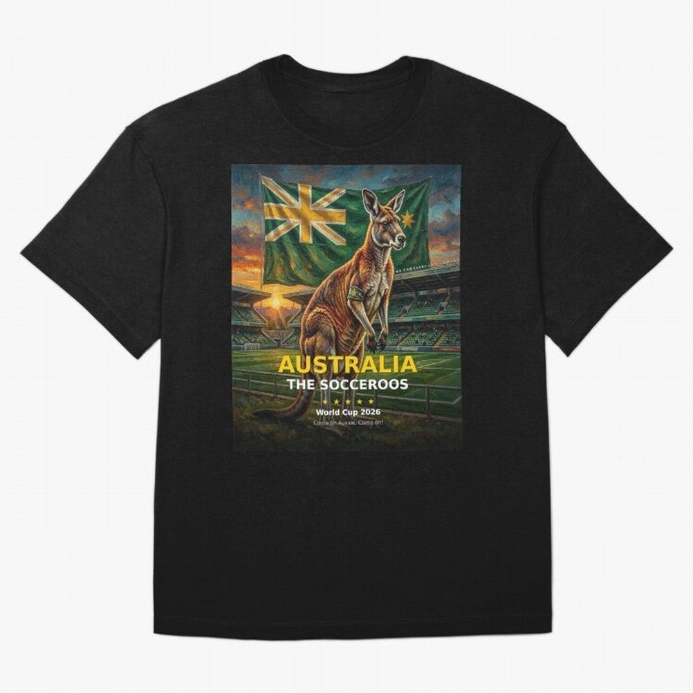 Australia Socceroos - World Cup 2026 Soccer Fan Tee Classic T-Shirt Showcase FIFA World Cup 2026 USA Canada Mexico Spirit, Centered on Germany, Mbappe and Neymar, Vintage Soccer Flavor, Modern Football Stars, National Flags and Final Night Emotion;