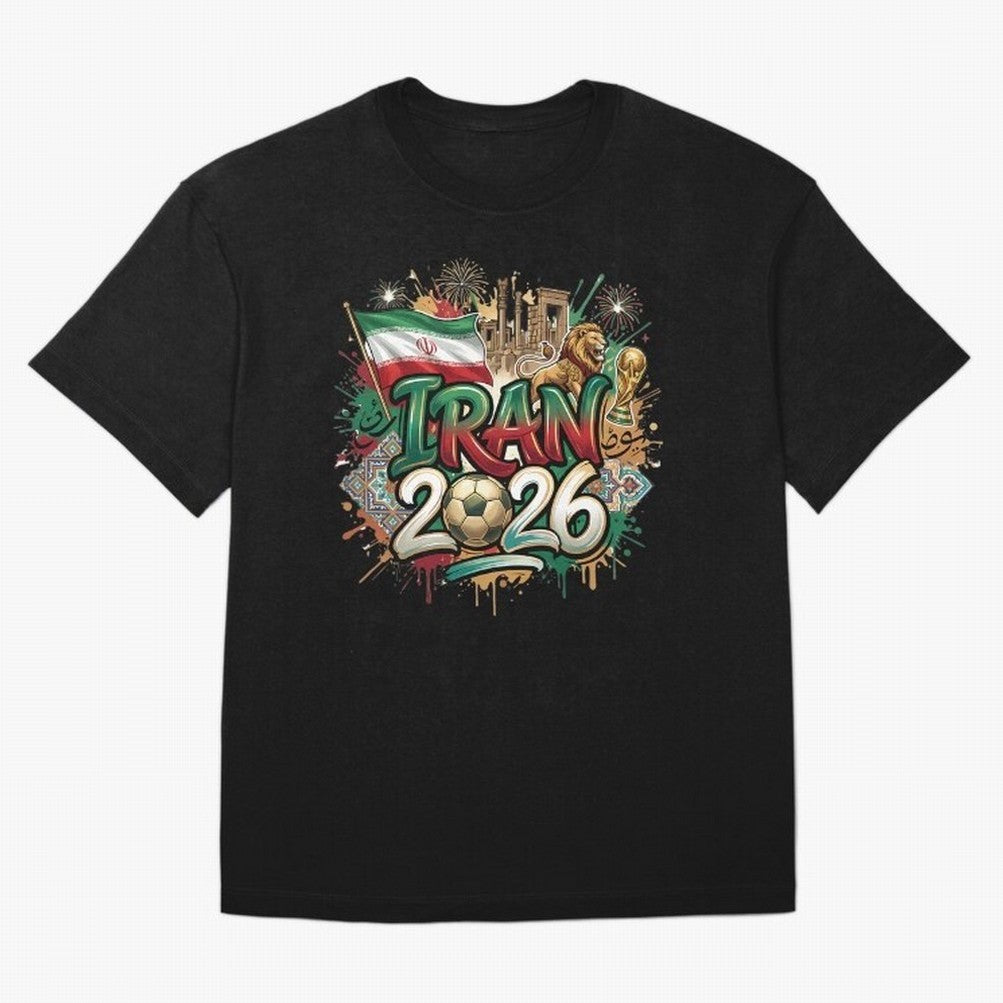 Iran World Cup 2026 Football Legacy Classic T-Shirt Bring Bold Fan Energy to Global Football Passion for FIFA World Cup 2026 USA Canada Mexico, with CR7 and Messi, England and Germany, Vintage Soccer Flavor, Modern Football Stars, National Flags