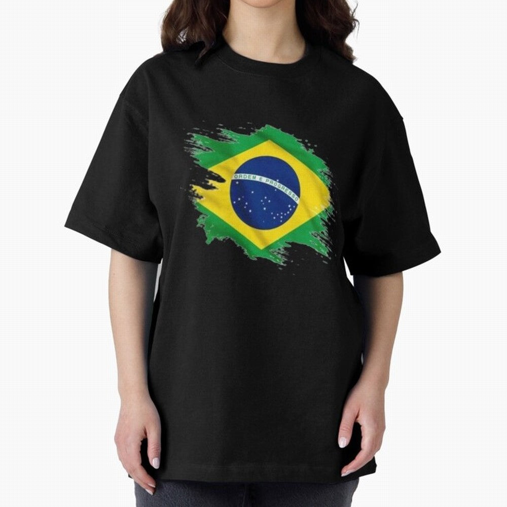 Brazil Flag Artistic Brush Stroke - Modern Flag Design T-Shirt Classic T-Shirt Bring Match Day Fire to the FIFA World Cup 2026 Group Stage Journey through Haaland Highlights, Brazil Pride, Soccer Culture, Superstar Moments, National Team Dreams and