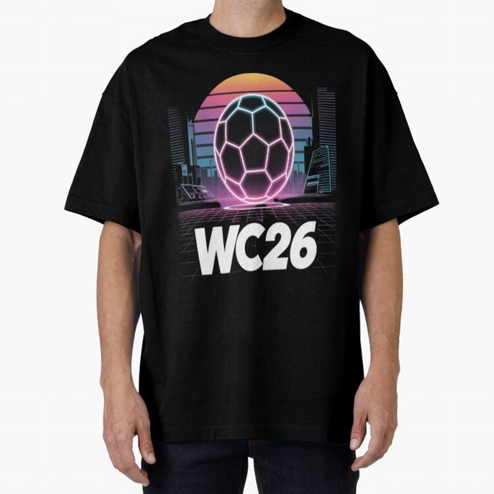 Retrofuturistic World Cup 2026 ¡ª Retro Sci-Fi Football Poster Classic T-Shirt Celebrate Every Goal in FIFA World Cup 2026 USA Canada Mexico with Mbappe and Neymar, Portugal, Spain and Germany Energy, Sports Nostalgia, International Competition,