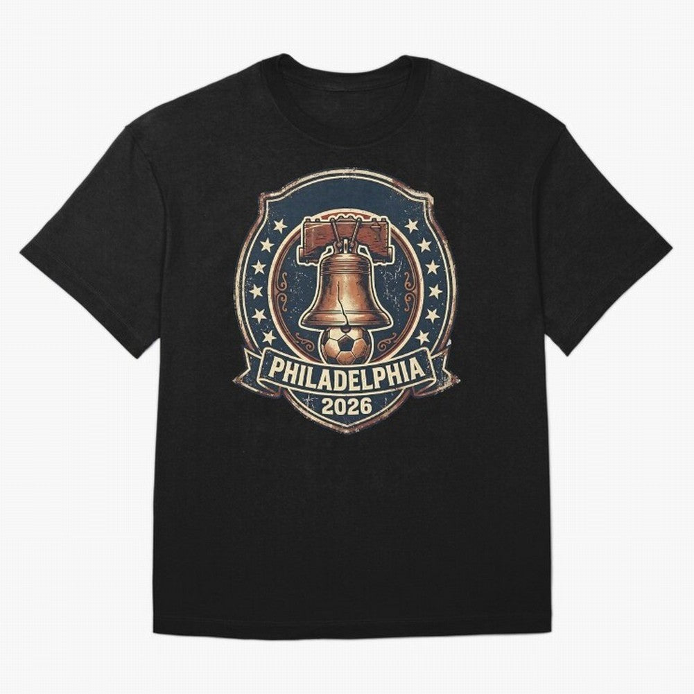 Philadelphia 2026 World Cup Host City Vintage Football Badge ¡ª Liberty Bell Soccer Crest Classic T-Shirt Create FIFA World Cup 2026 USA Canada Mexico for Fans of Messi, Neymar and Mbappe and Netherlands, Bringing Vintage Soccer Flavor, Modern