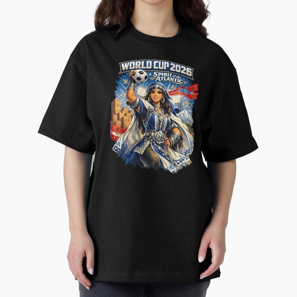 Moroccan Women World Cup 2026 Atlantic Spirit Classic T-Shirt Honor the Football Icons of FIFA World Cup 2026 Group Stage Centered on Neymar, Haaland and Cristiano Ronaldo, Portugal Energy, Champion Mindset, Group Stage Buzz, Knockout Tension and