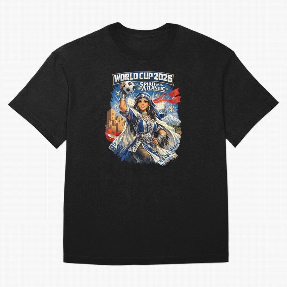 Moroccan Women World Cup 2026 Atlantic Spirit Classic T-Shirt Honor the Football Icons of FIFA World Cup 2026 Group Stage Centered on Neymar, Haaland and Cristiano Ronaldo, Portugal Energy, Champion Mindset, Group Stage Buzz, Knockout Tension and