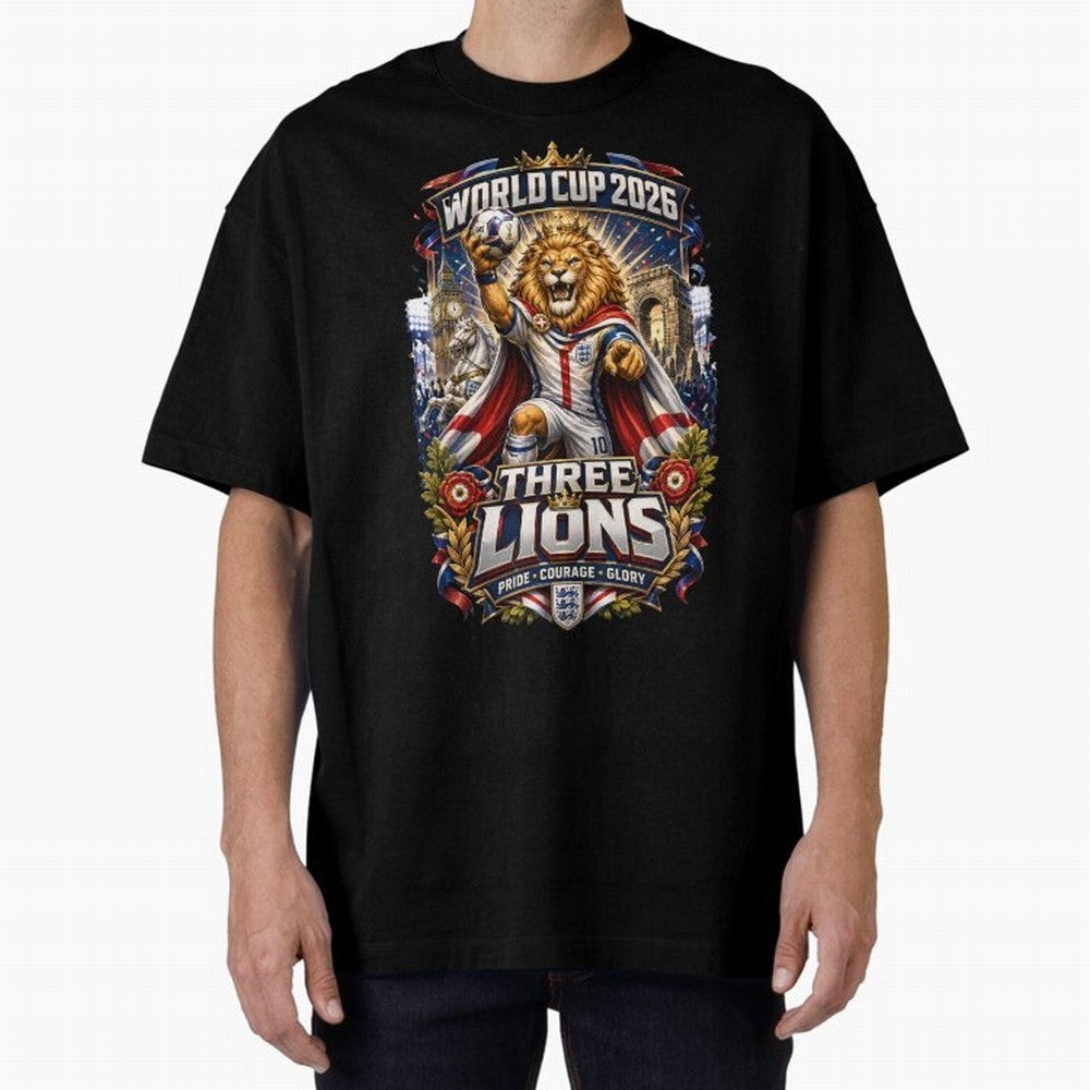 Three Lions World Cup 2026 Classic T-Shirt Show Championship Spirit for FIFA World Cup 2026 Capturing Haaland and Mbappe, Spain and Netherlands Energy, Football Festival Excitement, Trophy Ambitions, Country Rivalries and Star Player Buzz; Built