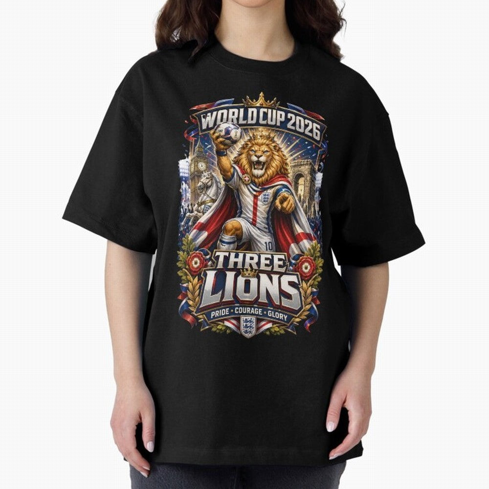 Three Lions World Cup 2026 Classic T-Shirt Show Championship Spirit for FIFA World Cup 2026 Capturing Haaland and Mbappe, Spain and Netherlands Energy, Football Festival Excitement, Trophy Ambitions, Country Rivalries and Star Player Buzz; Built
