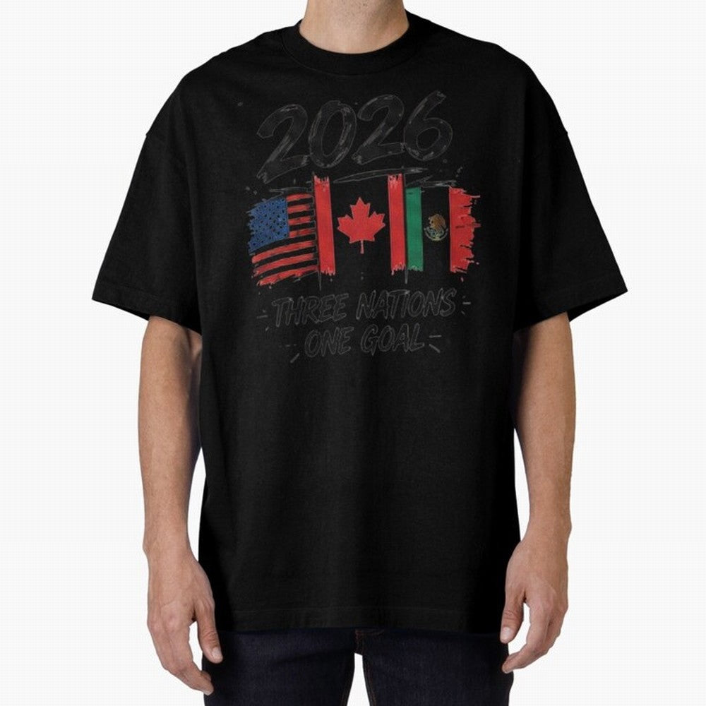2026 Three Nations One Goal Football Tee Classic T-Shirt Make Memories around Match Day Hype around FIFA World Cup 2026 USA Canada Mexico, Mbappe, Argentina and Brazil, Global Supporter Spirit, Legendary Goals, National Colors and Tournament