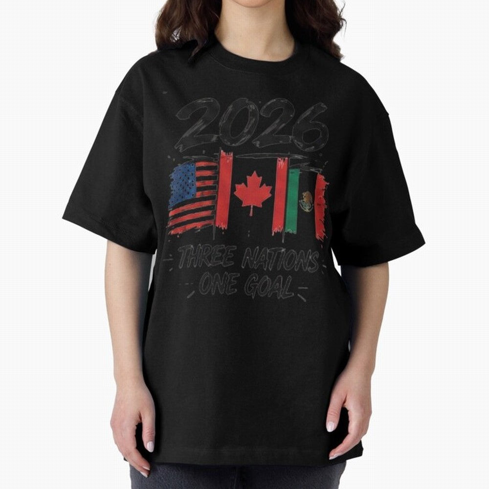2026 Three Nations One Goal Football Tee Classic T-Shirt Make Memories around Match Day Hype around FIFA World Cup 2026 USA Canada Mexico, Mbappe, Argentina and Brazil, Global Supporter Spirit, Legendary Goals, National Colors and Tournament